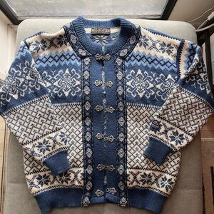 Blue and Cream Wool Sweater